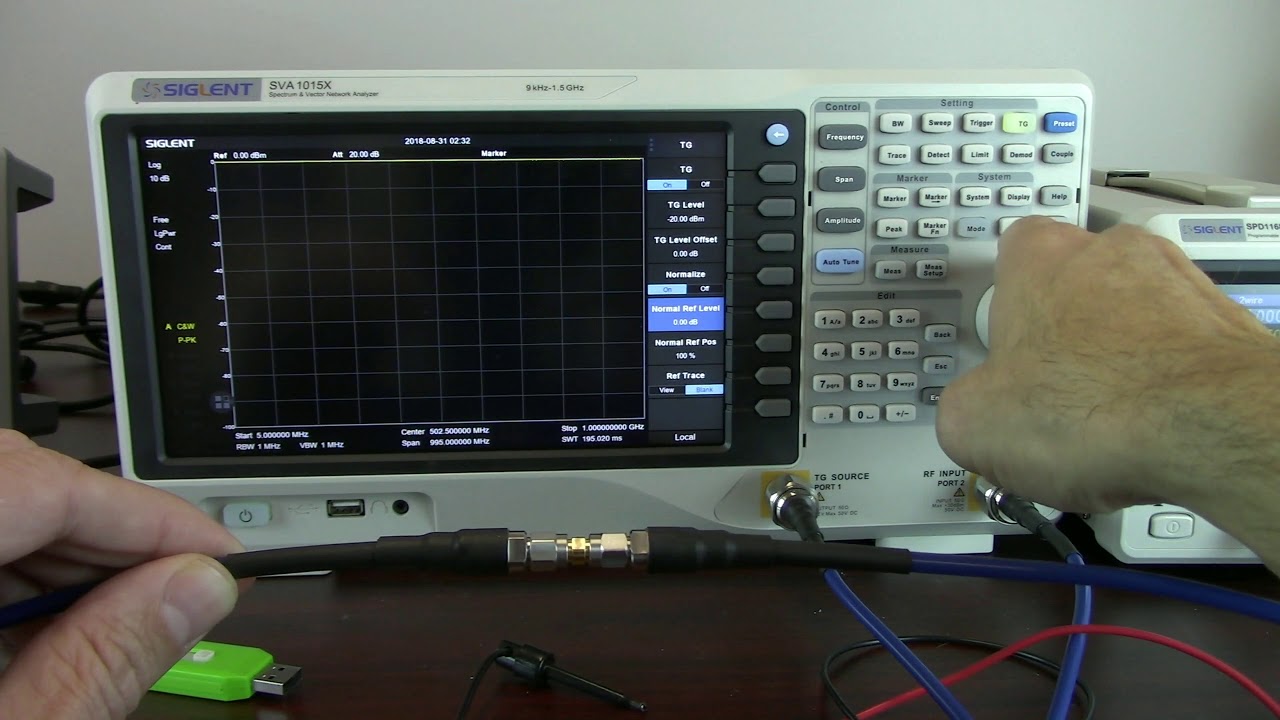 Amplifier gain verification with a spectrum analyzer and tracking