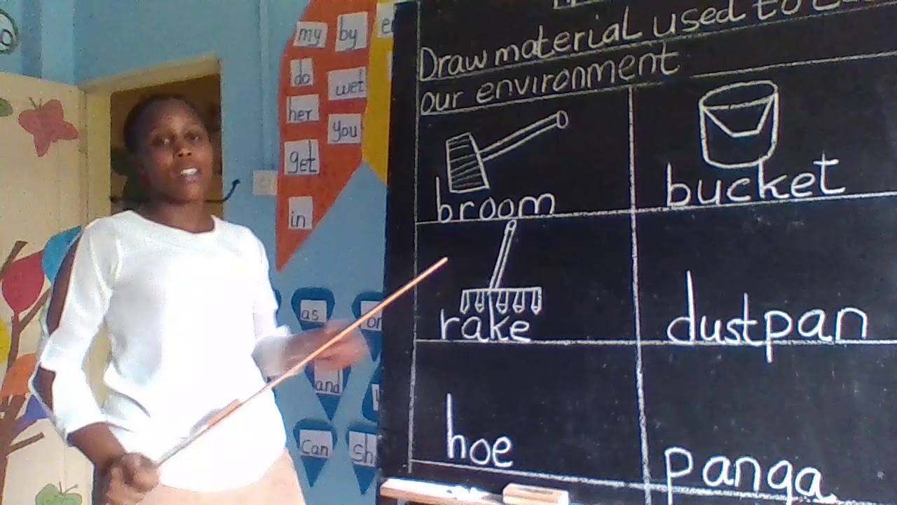 how to draw material used to clean environment lesson 3