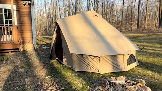 Initial setup Review of WHITEDUCK Regatta 13FT bell tent with Alpine stove