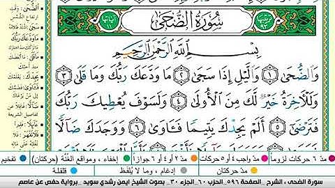 سورة الضحى مكتوبة برواية حفص عن عاصم الشيخ أيمن سويد