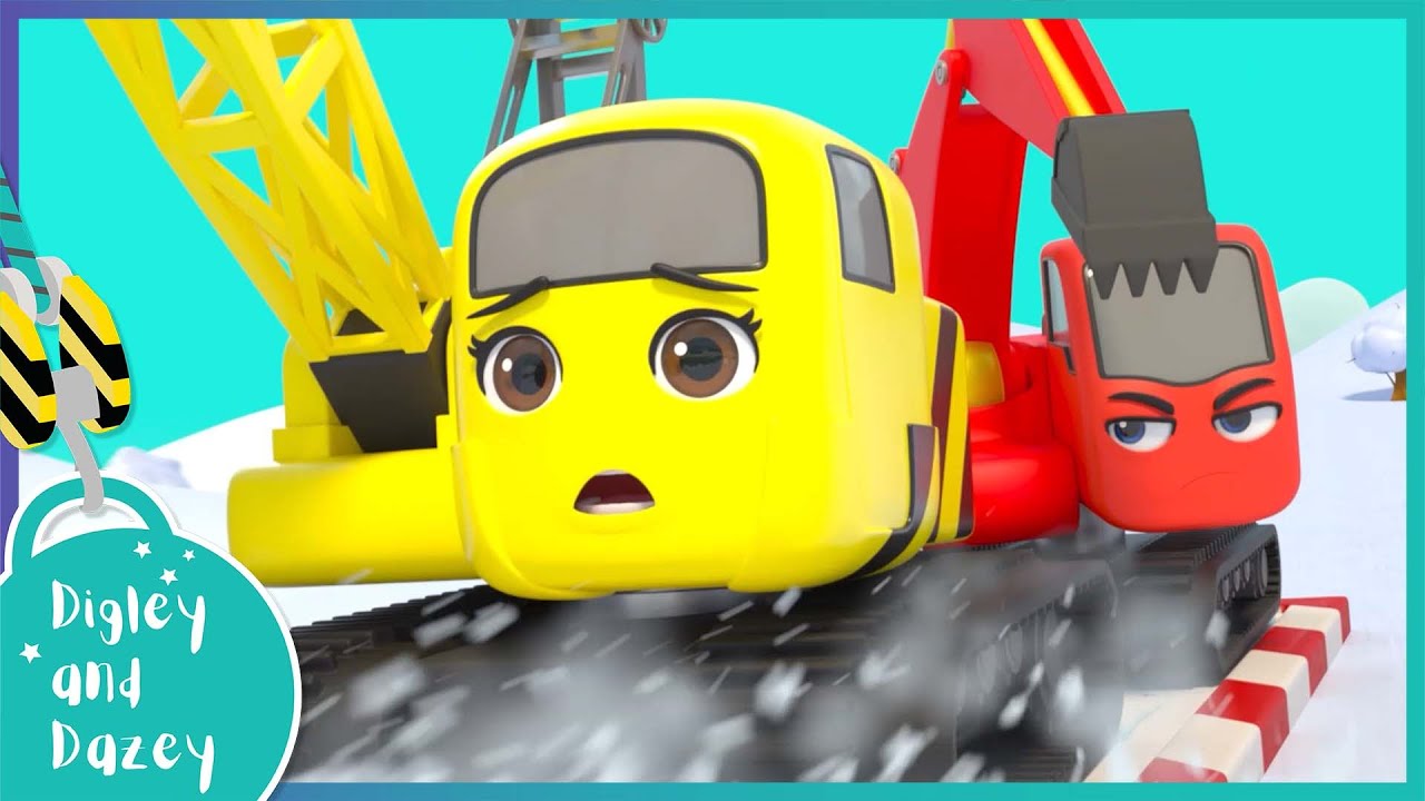 Giant Snowball Sled Race | Digley and Dazey | Kids Construction Truck Cartoons