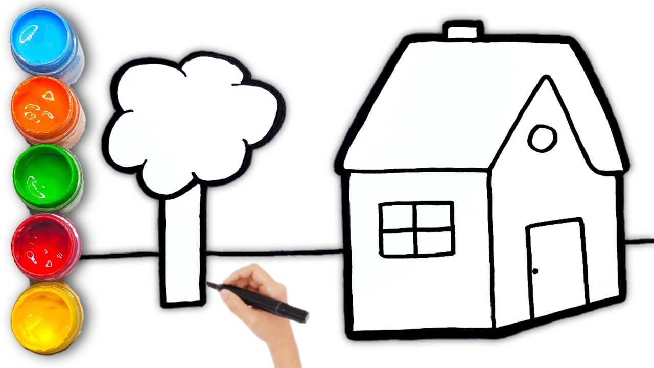 learn to draw houses and trees for kids and toddlers easily YouTube