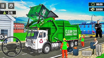 Garbage Truck Driver Simulator 2021 - Dump Truck Collecting Trash in City - Android Gameplay