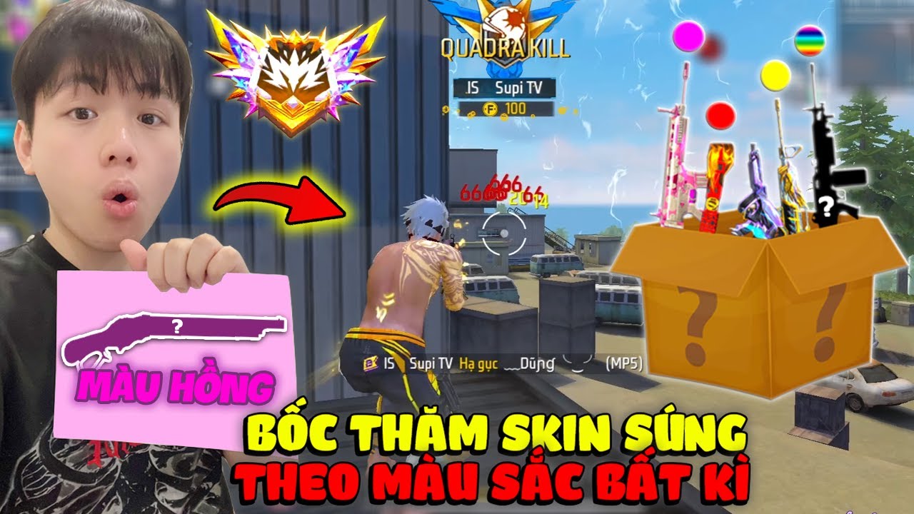 Supi Bốc Thăm Random Chọn Skin Súng Theo Màu Sắc Để Sử Dụng Leo Thách Đấu Bất Ngờ Gặp Top 1 Server