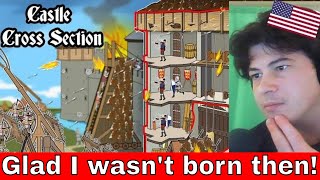 American Reacts Life Inside a Medieval Castle (Cross Section)