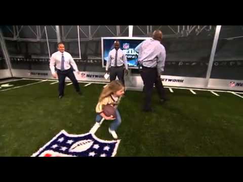 Sam gordon,9 year old speedster girl, tackles Marshall Faulk, and injures Warren Sapp on National TV