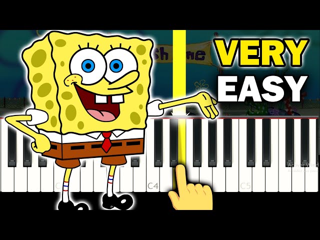 SPONGEBOB - Closing Theme - VERY EASY Piano tutorial class=