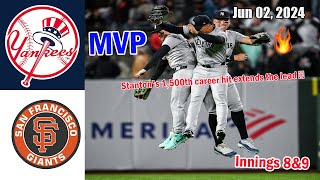 Yankees vs Giants [Innings 8&9] 6/2/2024 Game Highlights - MLB Highlights | 2024 MLB Season