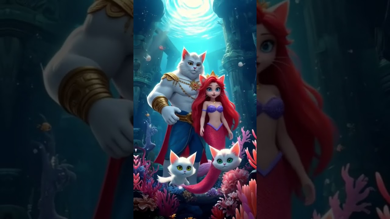 Whimsical Cat Prince & Princess. Underwater Fairy Tale World 🌟