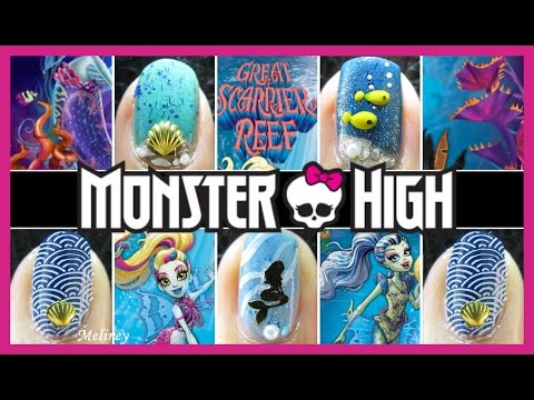 MONSTER HIGH GREAT SCARRIER REEF MOVIE INSPIRED NAIL ART DESIGN