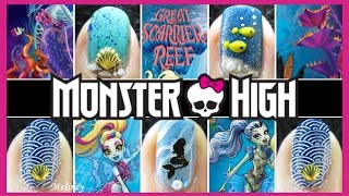 MONSTER HIGH GREAT SCARRIER REEF MOVIE INSPIRED NAIL ART DESIGN