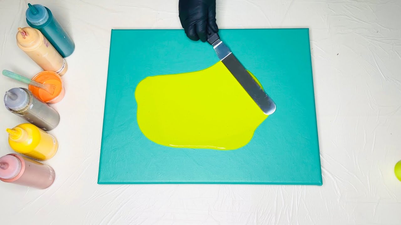 (98) Stunning Dutch Pour on Olive Green Base | Easy Acrylic Pouring ...