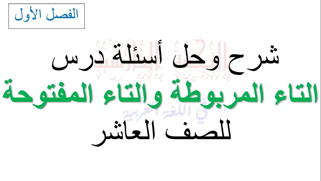 درس التاء المربوطة والتاء المفتوحة والهاء للصف العاشر الأساسي
