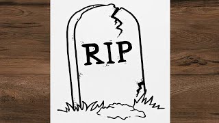 How to draw a TOMBSTONE │ EASY drawing for beginners │ Easy things to draw