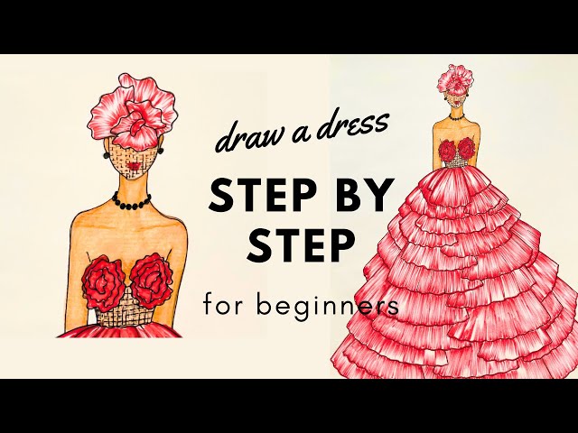 dress design drawing tutorial How to draw floral print on a dress | Fashion Illustration tutorial - episode 37