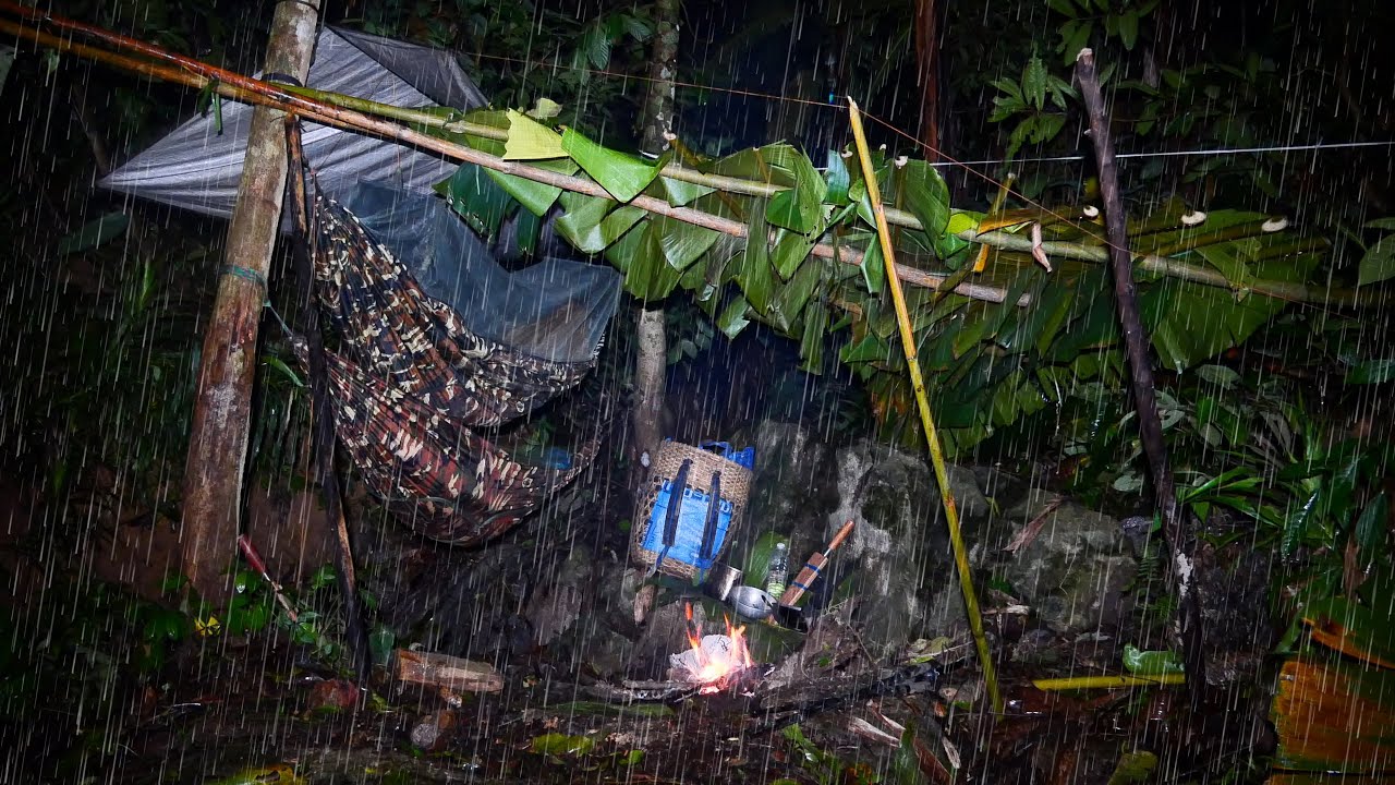 นอนป่าหน้าฝนจับสัตว์ป่าต้มยำกิน ฝนตกทั้งคืนหนักมากตอนตี5 มีโซ่กันน้ำเข้าเปลนอนอย่างสบาย [วรวิช]