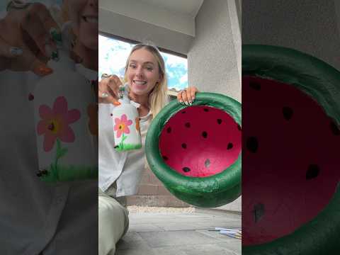 Bathroom loading 😋❤️🐜📄 #DIY #craft painting a watermelon pot & lady bug soap dispenser
