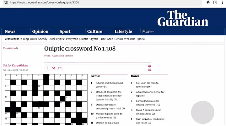 Guardian Quiptic Crossword (No. 1,308)
