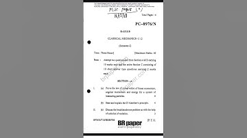 Classic Mechanics, Punjabi University, Previous year Question Paper, Msc physics Pu patiala Punjab