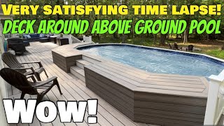How To Build Trex Deck Around Above Ground Pool with bench ideas composite construction installation