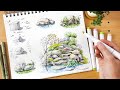 How to Draw Rocks with Pen and Markers | Tutorial