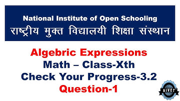 (Check Your Progress 3.2 Question-1) NIOS Math Class 10th