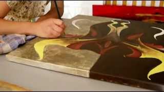 Artiste peintre : création d'une toile peinture acrylique : Zodiaque TA - AlecArt