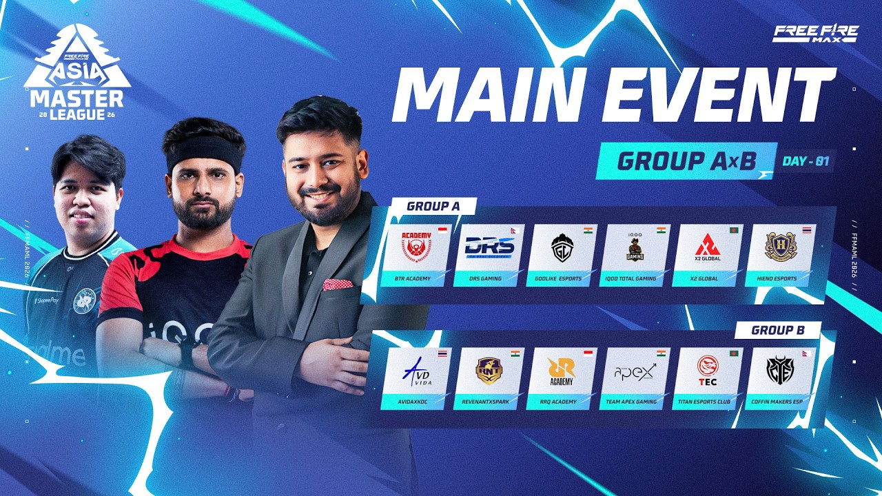 🎮🔥FFMAML MAIN EVENT🔥GROUP AxB | SA vs SEA #freefire #freefirelive #gyangaming