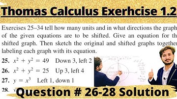 Thomas Calculus Exercise 1.2 Question # 26-28 solution|| Shifting of Graphs|| MSN Mathematician||