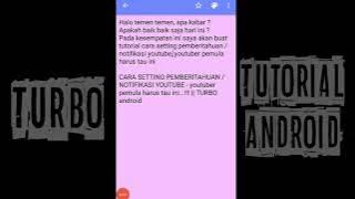 CARA SETTING PEMBERITAHUAN / NOTIFIKASI YOUTUBE - youtuber pemula harus tau ini !!! || TURBO android