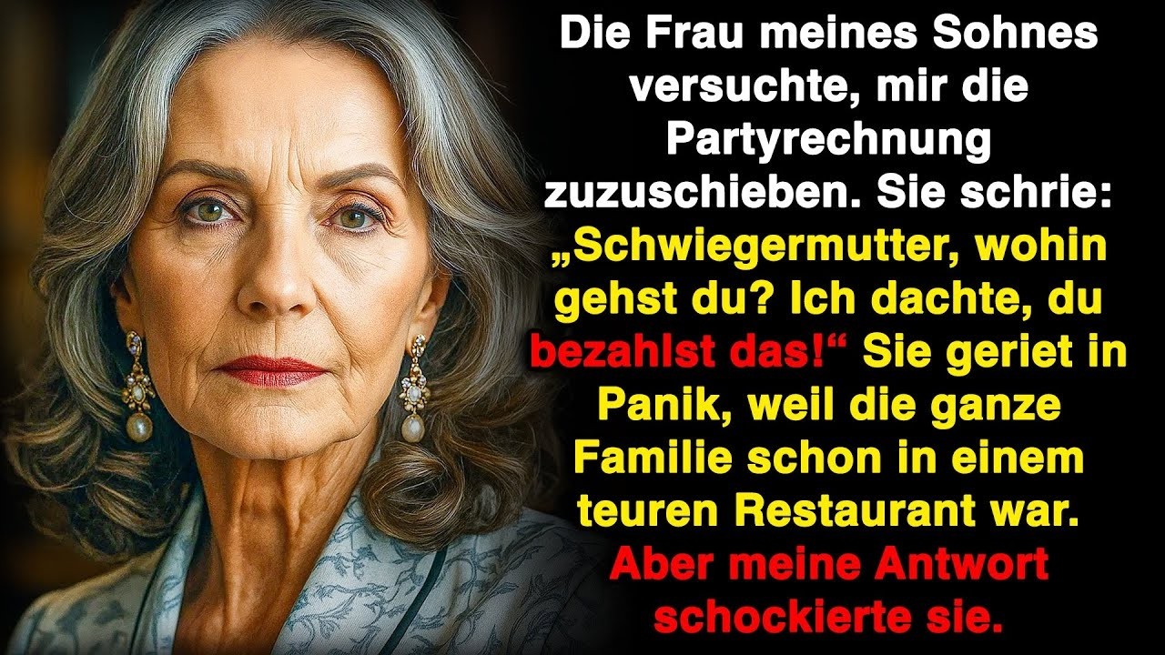 Die Frau meines Sohnes wollte mir die Partyrechnung geben, aber was sie hörte, war schockierend!