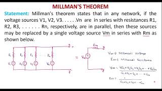 Millman's theorem. statement and Proof.