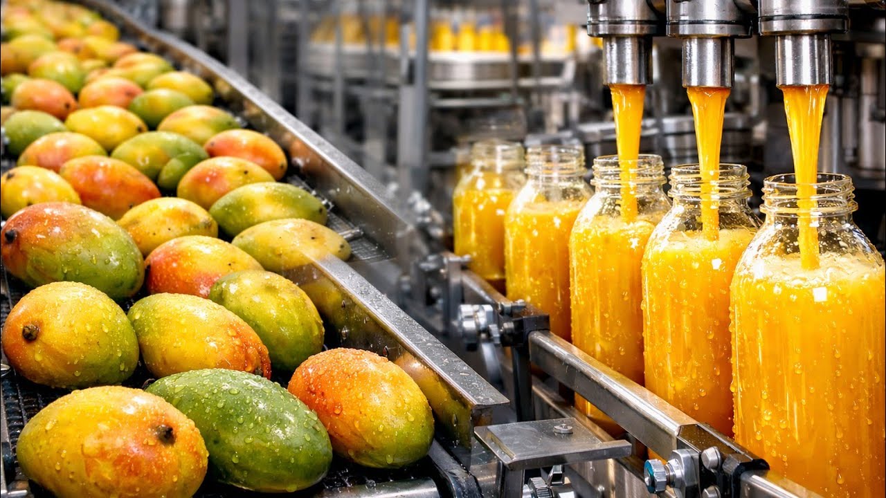 Inside a mango juice factory || - YouTube