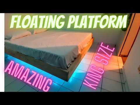 How to build a king size floating platform bed (floating platform bed with LED lights) Best Design