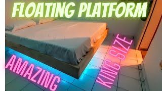 How to build a king size floating platform bed (floating platform bed with LED lights) Best Design