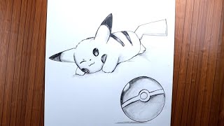Pikachu with pokeball pencildrawing || Pikachu