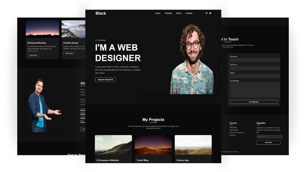 Portfolio Website Design using HTML, CSS, and JavaScript || Free Source ...