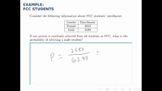 Probability Example: Empirical Probability with FCC Student Data