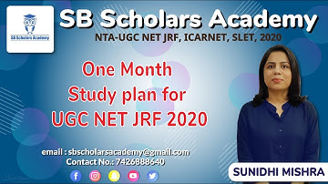 One month Study Plan for UGC NET JRF 2020 By Sunidhi Mishra|| SB Scholars Academy