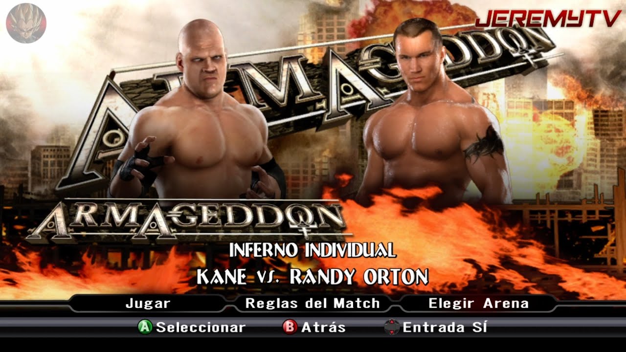 INFERNO MATCH Kane vs Randy Orton - WWE Smackdown vs Raw 2009 (Xbox 360) JKuzap