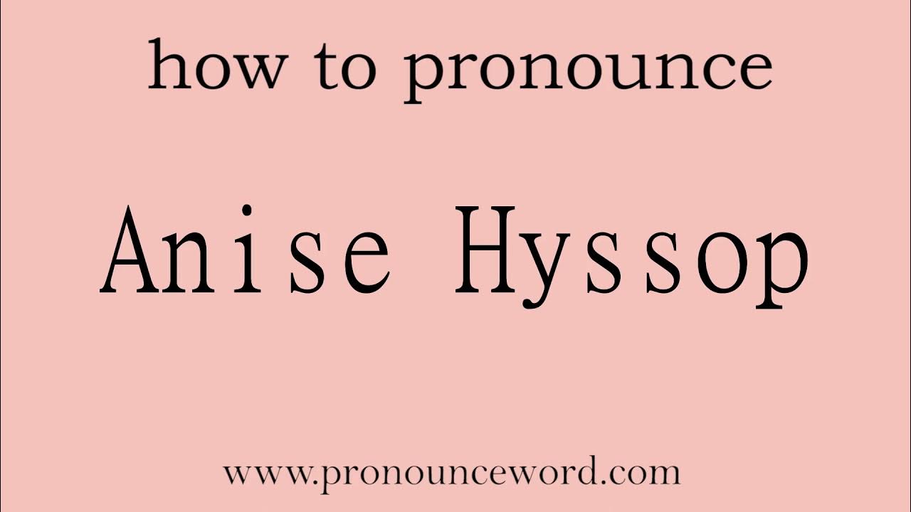 Anise Hyssop How to pronounce Anise Hyssop in english (correct!).Start