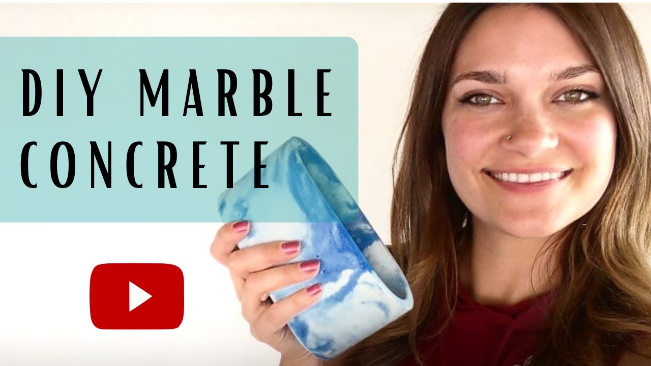 Мраморный бетонный горшок для цветов или контейнер для свечей своими руками