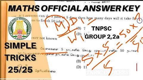 Tnpsc Maths | Group 2/2A | Official Answer key | Detail Maths Shortcut | Simple Method for Maths