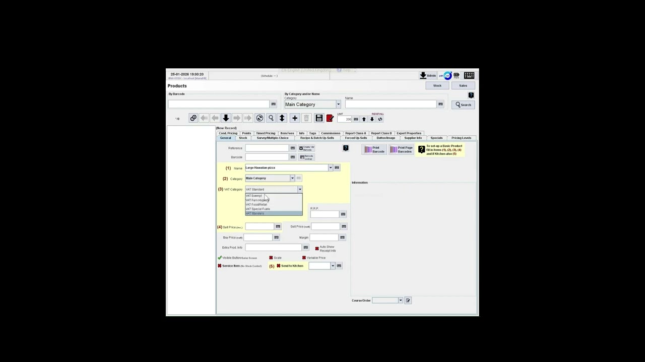 Adding a non barcoded item in our pointosale epos software