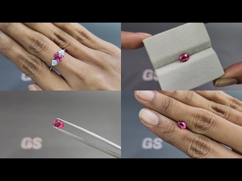 Негретый сапфир Vibrant pink-red в огранке овал 1,01 карат, Мозамбик Видео  № 1