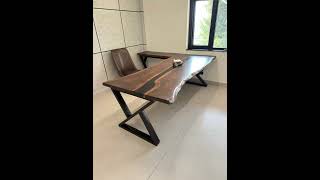luxury Office Table ￼ #wood #wooddesigner #diningtabledesign #woodworking