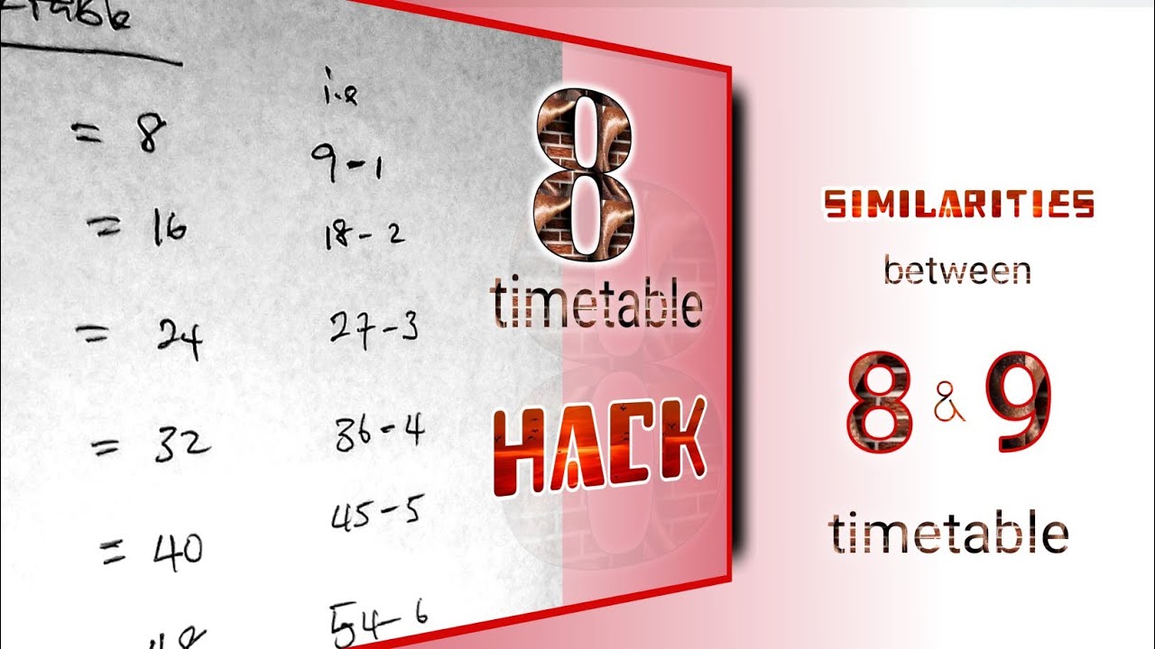 8 - timetable hack and Similarities between 8 and 9 timetable #maths # ...