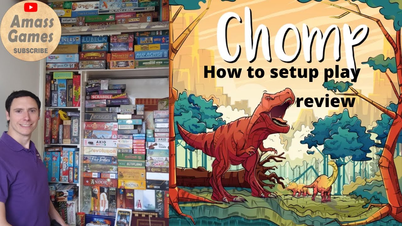 How to play Chomp board game review Allplay setup AmassGames dinosaur games Mountain Goat Kingdomino