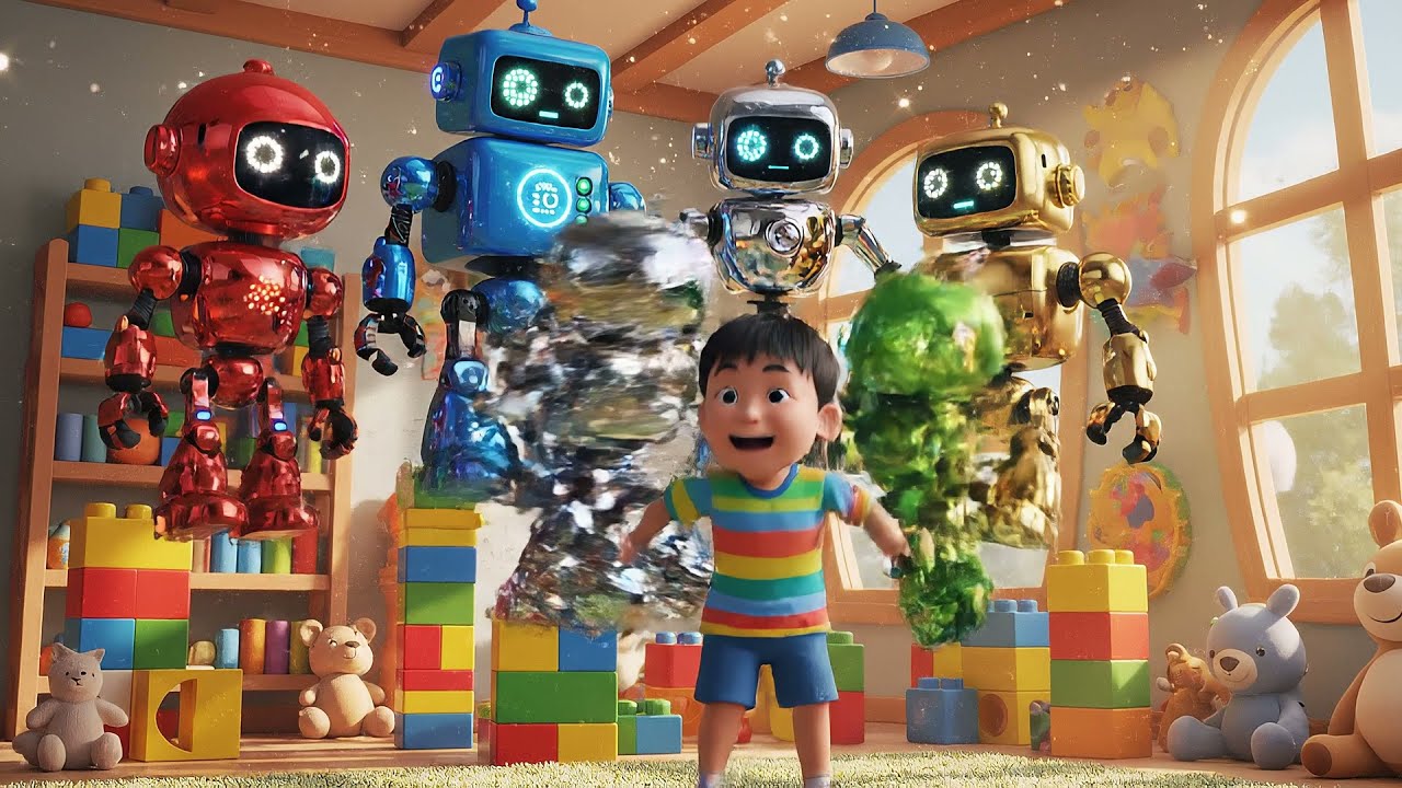 Six Little Robots Spin Spin Spin | Nursery Rhymes for Kids & Baby Songs