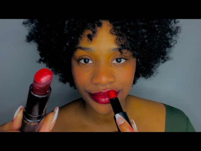 ASMR | TRYING ON LIPSTICKS 2 - WHISPERED (close up, smacking, talking, tingles, casual)